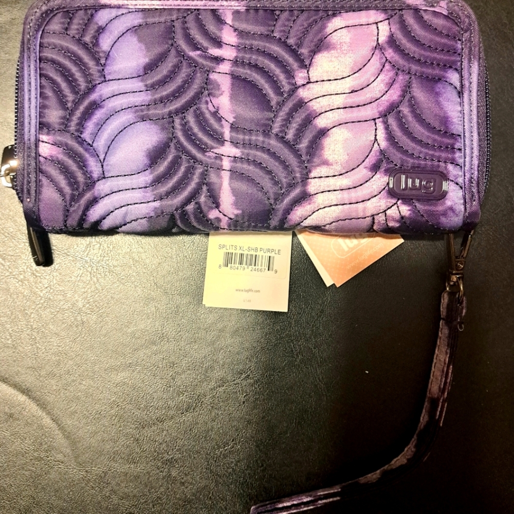 Lug Splits XL Wallet Wristlet, New SHIBORI Purple, Women's Fashion RFID
